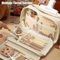 thumbnail image 3 of Capybara Pencil Case, Cute Kawaii Canvas Capybara Pencil Bag, Large Capacity Multi-Layer Transparent Capybara Pencil Case (Brown), 3 of 5