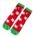 thumbnail image 2 of workcargo Red Unisex Christmas Socks - Plush Fuzzy Snowflake & Christmas Tree Pattern, Soft Stretchy Warm Cozy Holiday Socks (1 Pair, Free Size),Size Free Size, 2 of 6