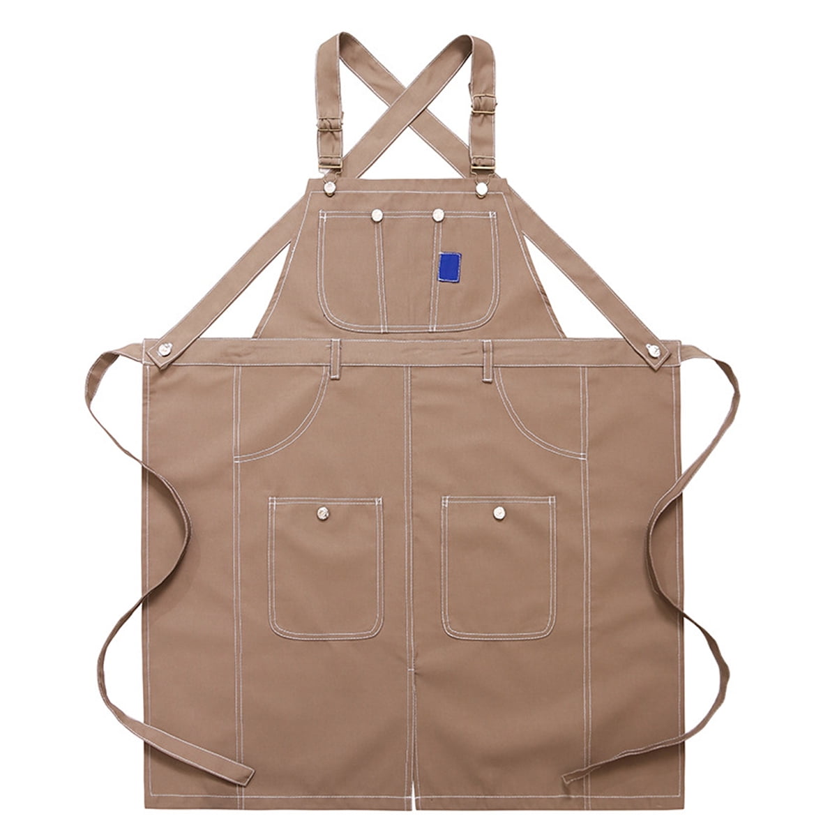 Chef Apron Canvas Cross Back Adjustable Apron for Men Women, Work Apron,Kitchen Cooking Khaki