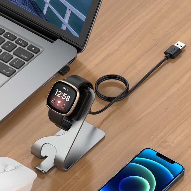 Cable de carga Dock Station Smart Watch Cargador USB para Fitbit Versa 4 (Gris)