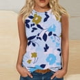 thumbnail image 2 of JTZGDY Cute Floral Print Summer Shirts for Women Trendy Sleeveless Crewneck Graphic Cami T-Shirts Loose Fit Casual Basic Tank Tops Light Blue S, 2 of 4