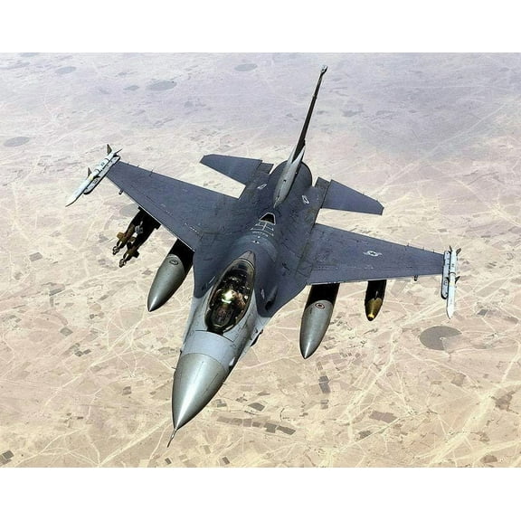 F-16 Fighting Falcon In Flight US Air Force Style - A - 24x36 Inch Glossy Laminated Aviation Poster - Stunning Detail and Bold Colors