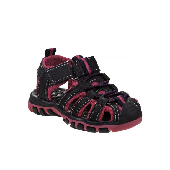 Rugged Bear Boy Closed Toe Kids Sport Sandals, Black Fuchsia, 4