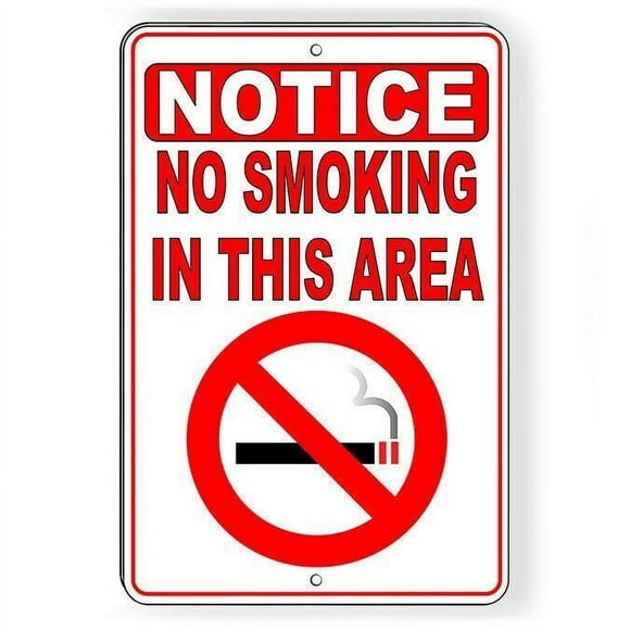 Size: 16" x 12" - No Smoking In This Area Metal Sign area Vaping WARNING
