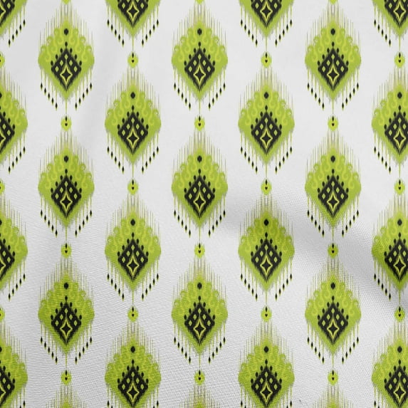 oneOone Cotton Silk Light Green Fabric Ikat Sewing Material Print Fabric By The Yard 42 Inch Wide