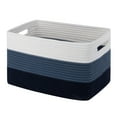 thumbnail image 2 of Woven Storage Basket Cozival Rectangular Woven Storage Basket with Handles - Cotton Rope Organizer for Toys, Blankets & Laundry, Multi-Color Home Decor, Rope Organizer with Handles, A, 2 of 9