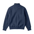 thumbnail image 4 of Fmbrln Mens Solid Color Sweatshirt Zip Up Stand Collar Knit Jacket Fall Winter Long Sleeve Fashion Tops Navy 4XL, 4 of 6