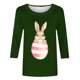 thumbnail image 3 of Tops de Cuello Redondo para las Mujeres Pascua Impresa 3/4 Mangas Blusa, Ligera Imitación Algodón Top Casual, 3 of 5