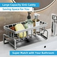 thumbnail image 5 of WSBArt Kitchen Sink Caddy Organizer Sponge Holder, Dishcloth Dish Brush Soap Dispenser Holder with Drain Tray for Countertop, Stainless Steel Rustproof Sink Storage Rack - Gray, 5 of 7