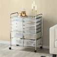 thumbnail image 2 of Yaheetech 12 Drawer Mobile Rolling Storage Cart Bin Trolley Tools Scrapbook Paper Office School Organizer, White, 2 of 10