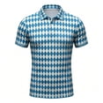 thumbnail image 5 of Telankuip Bavarian Oktoberfest Polo Shirts for Men Retro Rhombic Grid Print Casual Plus Size Graphic Tees Classic Festival Style V-Neck Button Slim Short Sleeve Summer Tops 1-Blue XL, 5 of 5