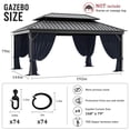 thumbnail image 2 of Pakunoda 14' X 6.5' Outdoor Curtains for 12' X 16' Gazebo, Waterproof Outdoor Privacy Curtain Panel set of 4, Navy Blue(Curtain Only), 2 of 8