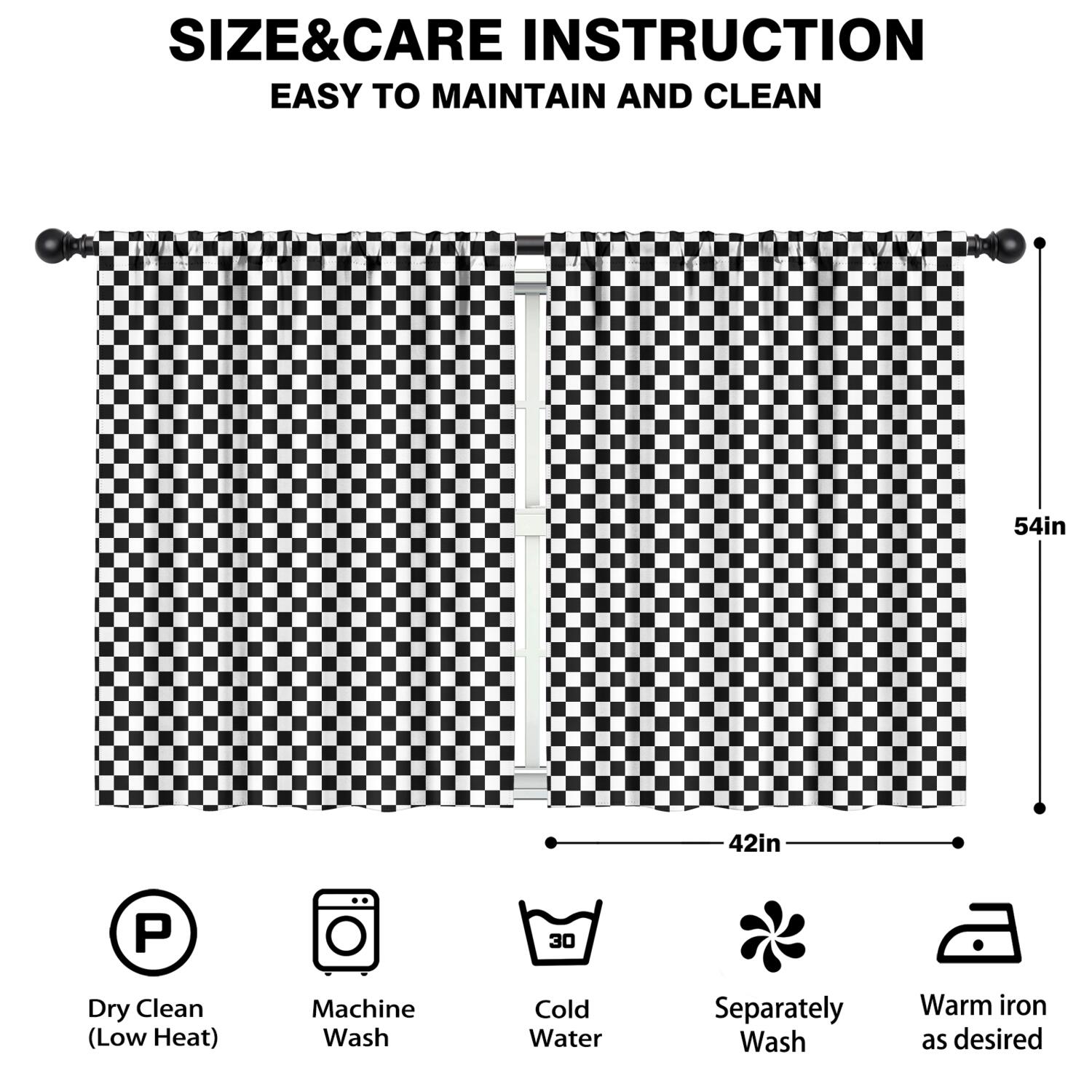 Blackout Kids Curtains,Black and White Checkered Childrens Insulated Curtains Set Of 2,Bedroom Essentials,Toddler Room Decor 42"x54"(106x137cm)