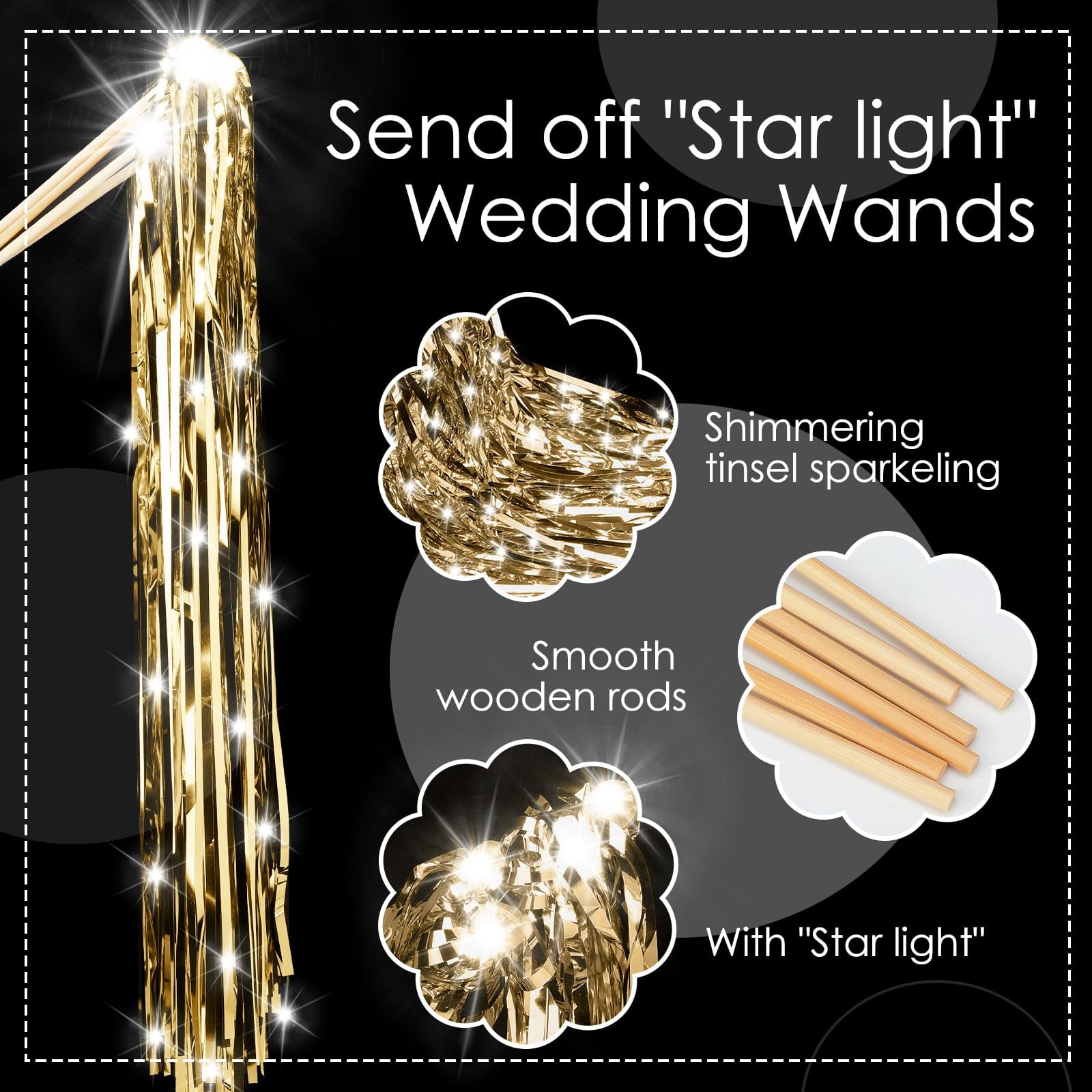 20 Pcs Wedding Send Off Lighted LED Tinsel Wedding Wands Light Up Streamers Foil Tinsel Ribbon Stick for Wedding Baby Shower Birthday Party Holiday Events (Silver)