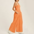 thumbnail image 3 of Aayomet Plus Size Jumpsuits For Women Women Slim Fit Tunic Jumpsuit Straps Wide Leg Bib Jumpsuit Jumpsuit With Pockets,Orange XL, 3 of 5