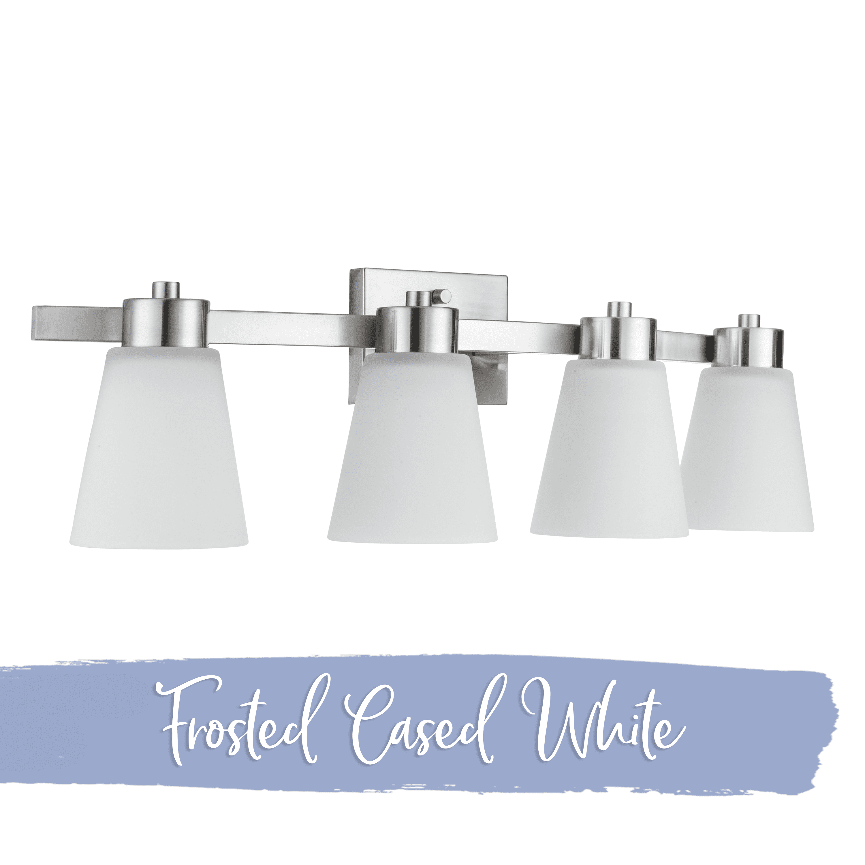Prominence Home Fairendale 4-Light Brushed Nickel Bathroom Vanity Light with Frosted Glass Shade