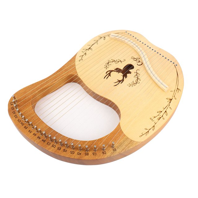 Harp 21 Metal Strings Lyre Harp Box Lyre Harp Spruce Topboard Mahogany Backboard String Instrument with Tuning Wrench Strings Picks Music Note Sticker