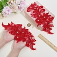 thumbnail image 3 of 2Pcs 3D Beaded Lace Applique Red Flowers Patch 34×13cm Sew on Embroidery with Rhinestone Lace Trim Applique Sewing Craft Decoration for DIY Clothing Wedding Dress Handmade Accessories, 3 of 5