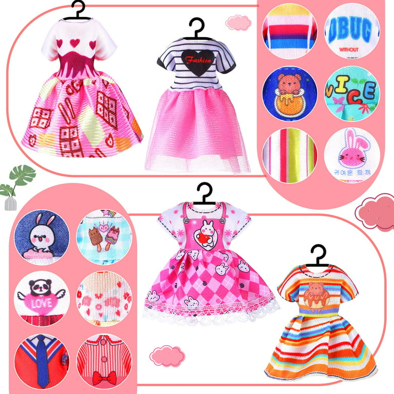 16 Pcs Girl Doll Clothes Lovely Outfits Mini Doll Clothes 6 Inch Dolls  Clothes and Accessories for Kids Birthday Outfit (Girls)