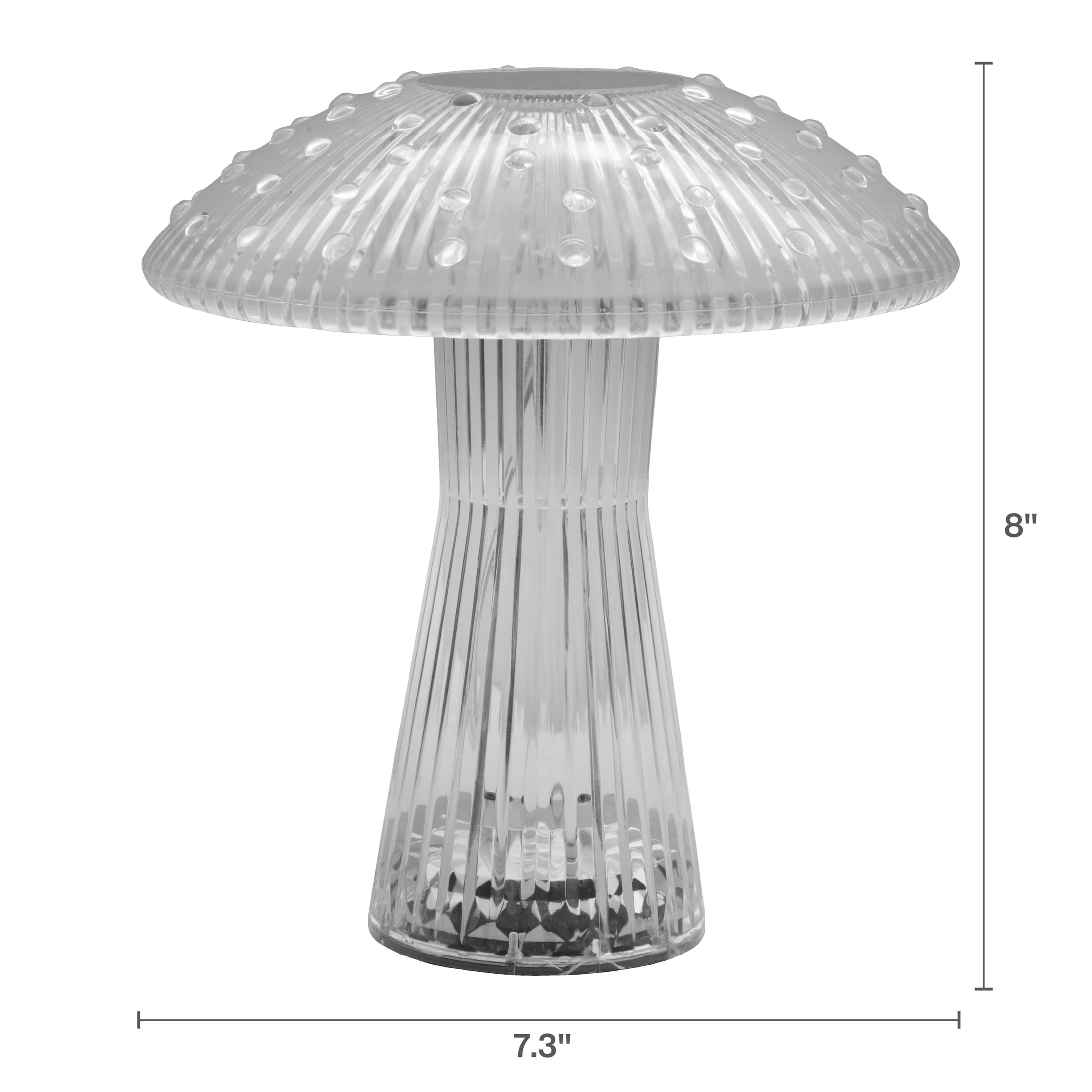 Home Accents 8-inch Acrylic Mushroom LED Rechargeable Cordless Lamp, Clear