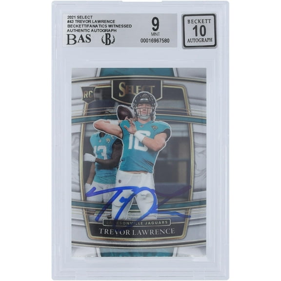 Trevor Lawrence Jacksonville Jaguars Autographed 2021 Panini Select #43 Beckett Fanatics Witnessed Authenticated 9/10 Rookie Card - Fanatics Authentic Certified