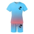 thumbnail image 5 of FUZHIQ Summer Beach Vacation Men's Gradient 2 Piece T-Shirt Shorts Set Tree Print Casual Loose Fit Crewneck Short Sleeve Daily Travel Outdoor Hawaiian Outfit,M, 5 of 5