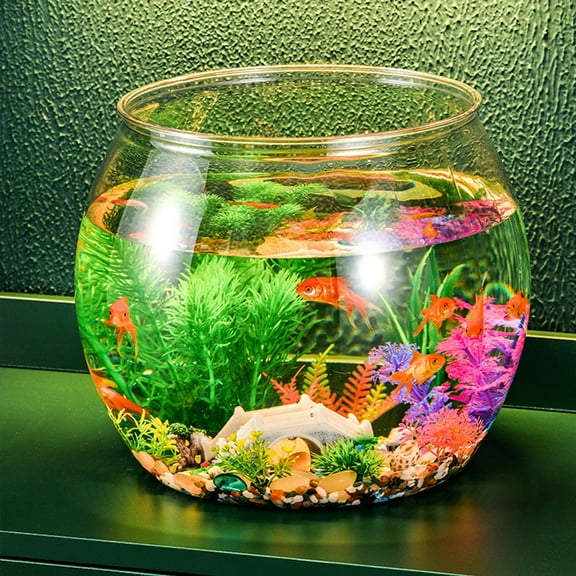 BESTYASH Clear Plastic Desktop Fish Tank Minimalist Small Fish Bowl for Office and Living Room