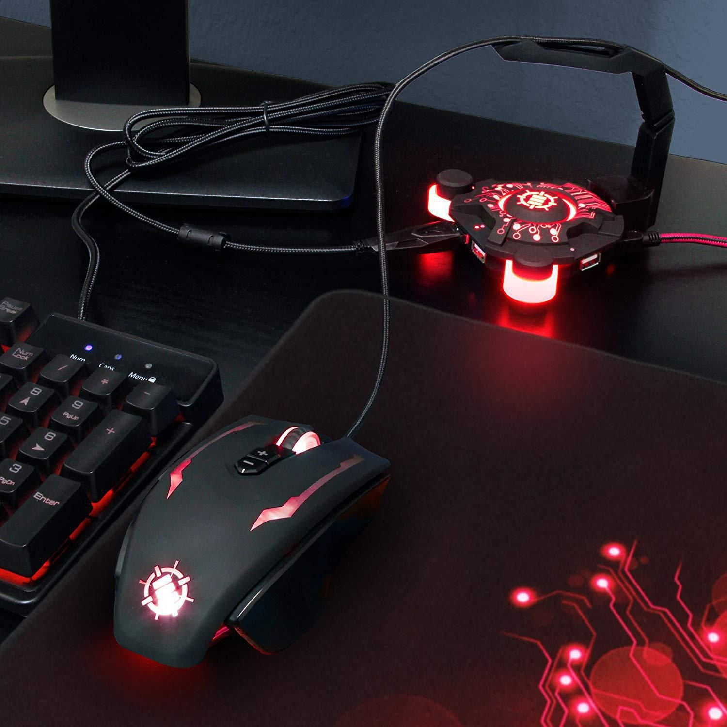 (未使用･未開封品)　ENHANCE Gaming Mouse Bungee フレキシブルアームによるコード管理用2.0 USBハブ (ブルー) kmdlckf Amazon | ENHANCE Gaming Mouse Bungee フレキシブルアーム