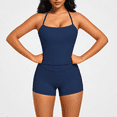 thumbnail image 3 of Girony Women Halter Tank Yoga Outfit Set, Square Neck Workout Cami Top & High Waist Athletic Biker Shorts, Soft Stretch Activewear for Gym Fitness, 3 of 7