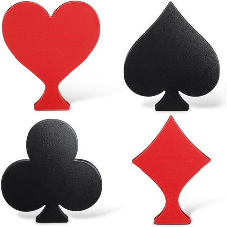 4 Pcs Casino Party Decoration 7.87 Inch Poker Table Signs Poker Night Table Centerpieces Wooden Night Party Decorations for Housewarming Bar Birthday Supplies