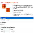 thumbnail image 2 of Door Mirror Turn Signal Light 2 Piece Set - Compatible with 2007 - 2016 Ford F-150 2008 2009 2010 2011 2012 2013 2014 2015, 2 of 2