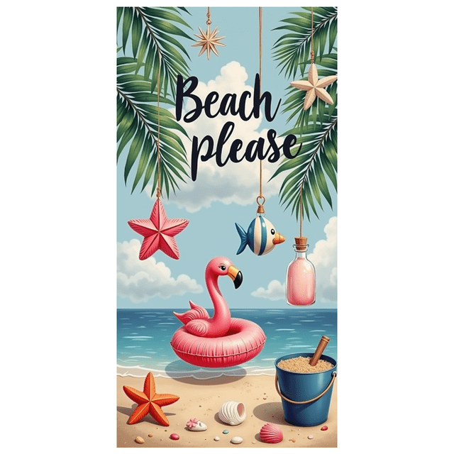 Colorful Design Beach Banner Flamingo Beach Please Starfish Ocean Decor for Summer Party Holiday Vacation Outdoor Event