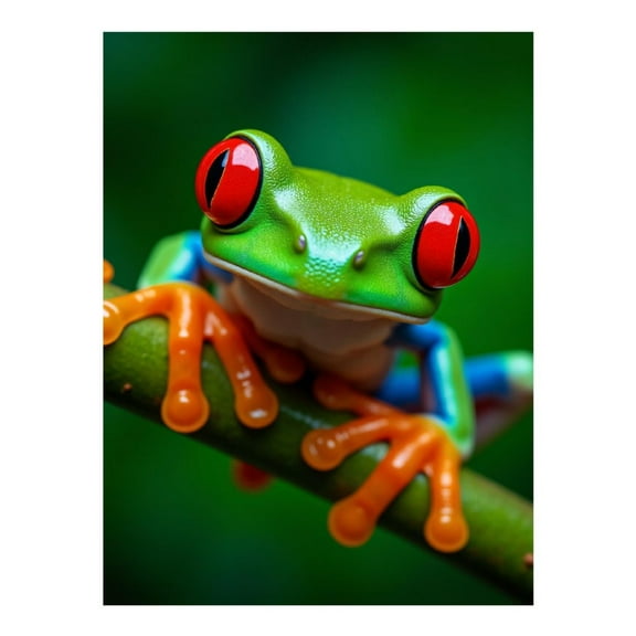 Diamond Art Kit for Adults, Colorful Frog On Green Branch Diamond Painting for Adults Beginners, DIY Diamond Art Painting Kits, 5D Diamond Painting Crafts for Home Decor 12x16 Frameless