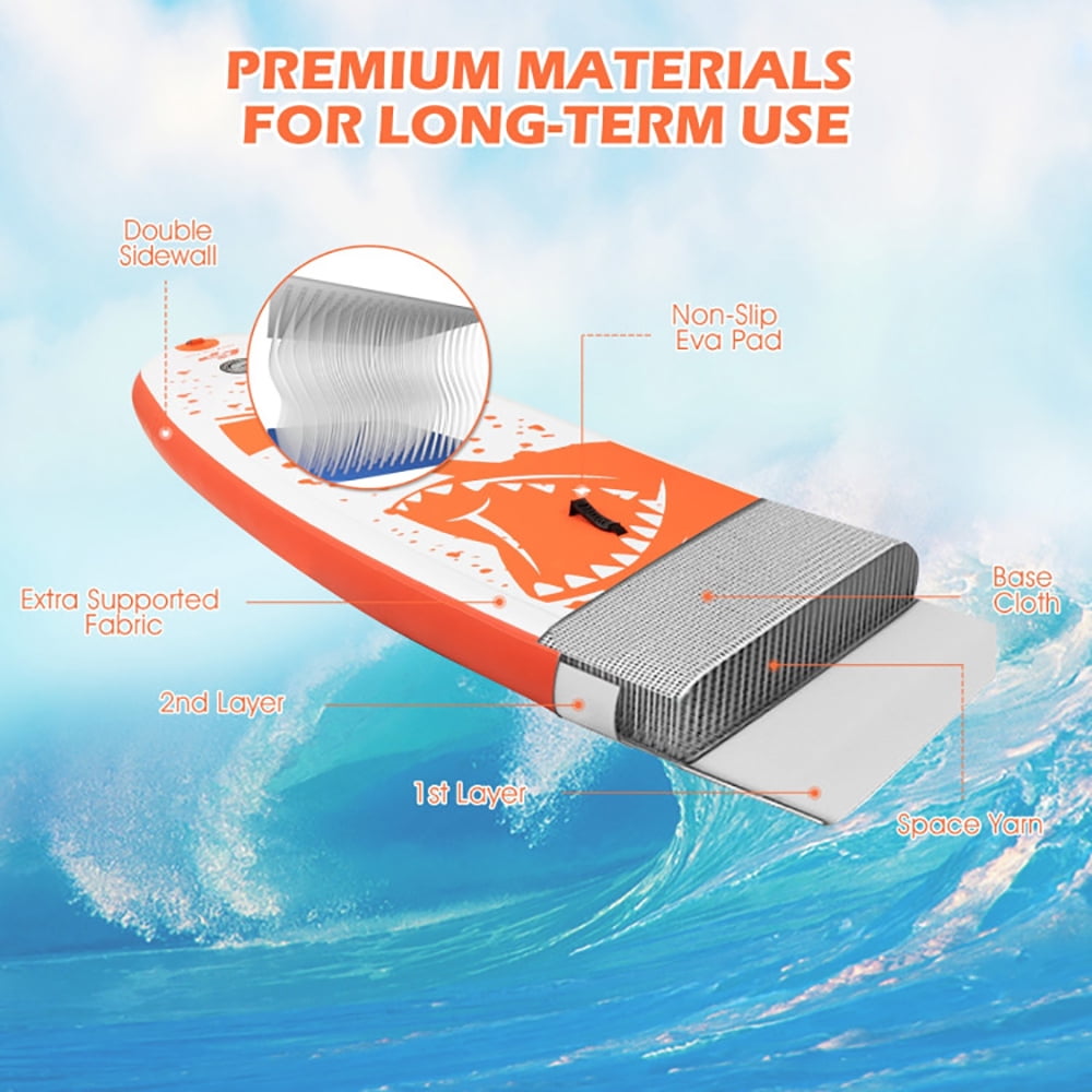 Topcobe Inflatable Stand Up Paddle Board with Backpack Aluminum Paddle Pump, Outdoor Sports Equipment/Accessories-M