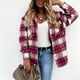 thumbnail image 4 of Chaqueta Blusas de otoño para mujer Camisa a cuadros informal de manga larga Traje diario (Rosa Rojo S) Ygjytge Rosa roja T S para Mujer, 4 of 7