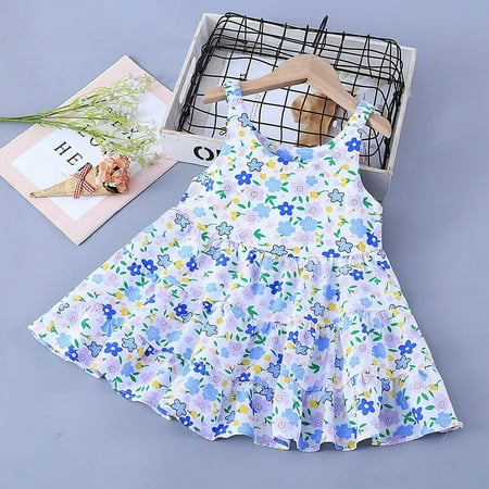 TopLLC Girls dresses 1 12 Years Children s Dress Summer Girls Dress Big Children Princess Floral Slip Dress Nightdress one piece dress Walmart