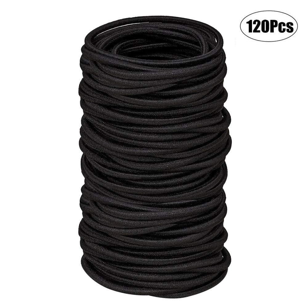 Black Elastic Hair Bands 120 pcs Hair Ties for Thick and Curly No Metal