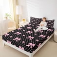 thumbnail image 3 of Erosebridal Black Pink Bow-tie Bed Sheets for Girl, Princess Cartoon King Sheets, 4pcs, 3 of 5