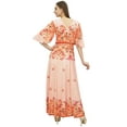 thumbnail image 4 of Bimba Women's Casual Floral Digital Printed Peach Long Moss Georgette Dress-4, 4 of 5