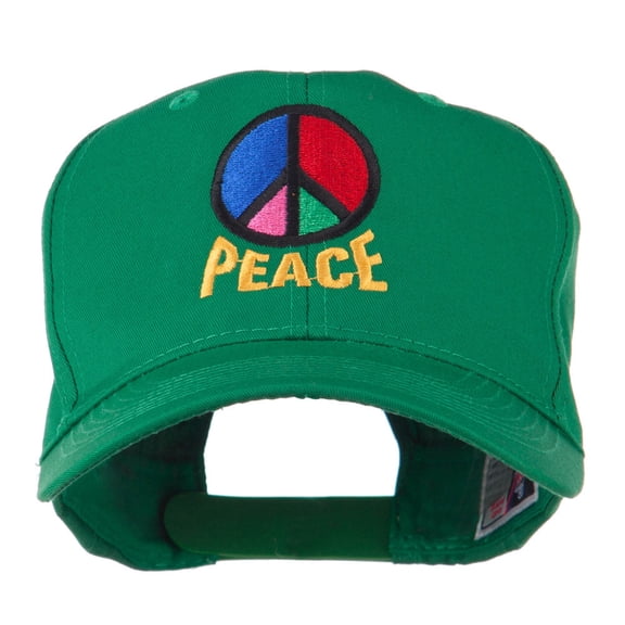 Peace Symbol Embroidered Cap - Kelly OSFM
