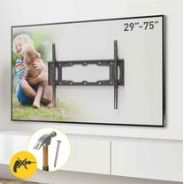 Barkan 29” - 75” Fixed No Stud Flat/Curved TV Wall Mount for Drywall, up to 95lbs. - Black