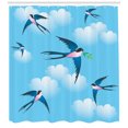 thumbnail image 3 of Birds Shower Curtain, Illustration of Blue Swallow Bird Among the Clouds Known As Hirundo Atrocaerulea, Fabric Bathroom Set with Hooks, 69W X 75L Inches Long, Multicolor, by Ambesonne, 3 of 3