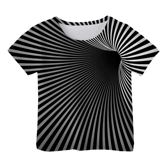 Bobifish Toddler Boys 3D Graphic T-Shirt Cool Short Sleeve Crewneck Tee Summer All Over Print Optical Illusion Top