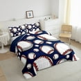 thumbnail image 3 of jejeloiu Baseball Game Lovers Bedding Comforter Set,Sport Gamer Twin Comforter Sets,Rdeepblue White Bedding Set For Boys,Ultra Soft Home Decor Reversible,2-Piece, 3 of 8