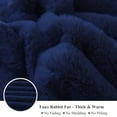 thumbnail image 5 of XeGe Set of 2 Fluffy Faux Rabbit Fur Pillowcases, Cozy Luxury Striped Plush Fuzzy Zippered Pillow Cases, Decorative Shaggy Furry Long Pillow Shams for Bedroom Living Room 20x36, King, Navy Blue, 5 of 7
