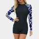 thumbnail image 2 of TaTaai Women Long Sleeve Full Zip One Piece Wetsuit Printed Conservative Surf Diving Swimsuit Stretch Ladies Beach Vacation Wear UV Protection Comfortable Swimwear Gift, 2 of 7