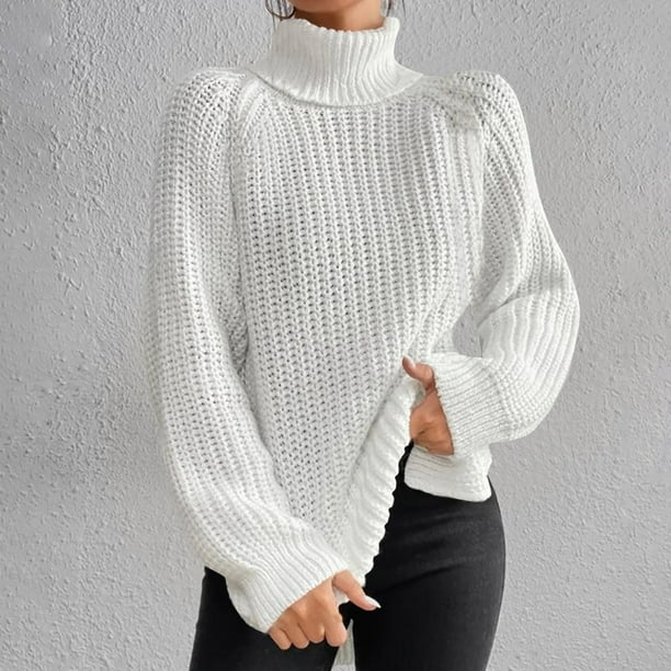 Suéter de cuello alto de moda para mujer, suéter de manga larga, suéter informal de cuello alto, suéter para mujer