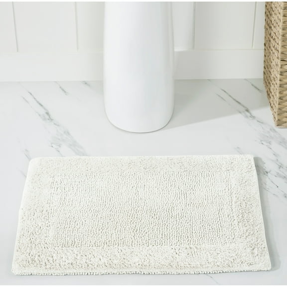 Better Trends 17" x 24" Premium Bathroom Rugs 100% Cotton Soft Reversible Tufted Bath Mat Water Absorbent Bath Rug Ideal for Bathroom Shower and Tub Use (Ivory) Edge Collection