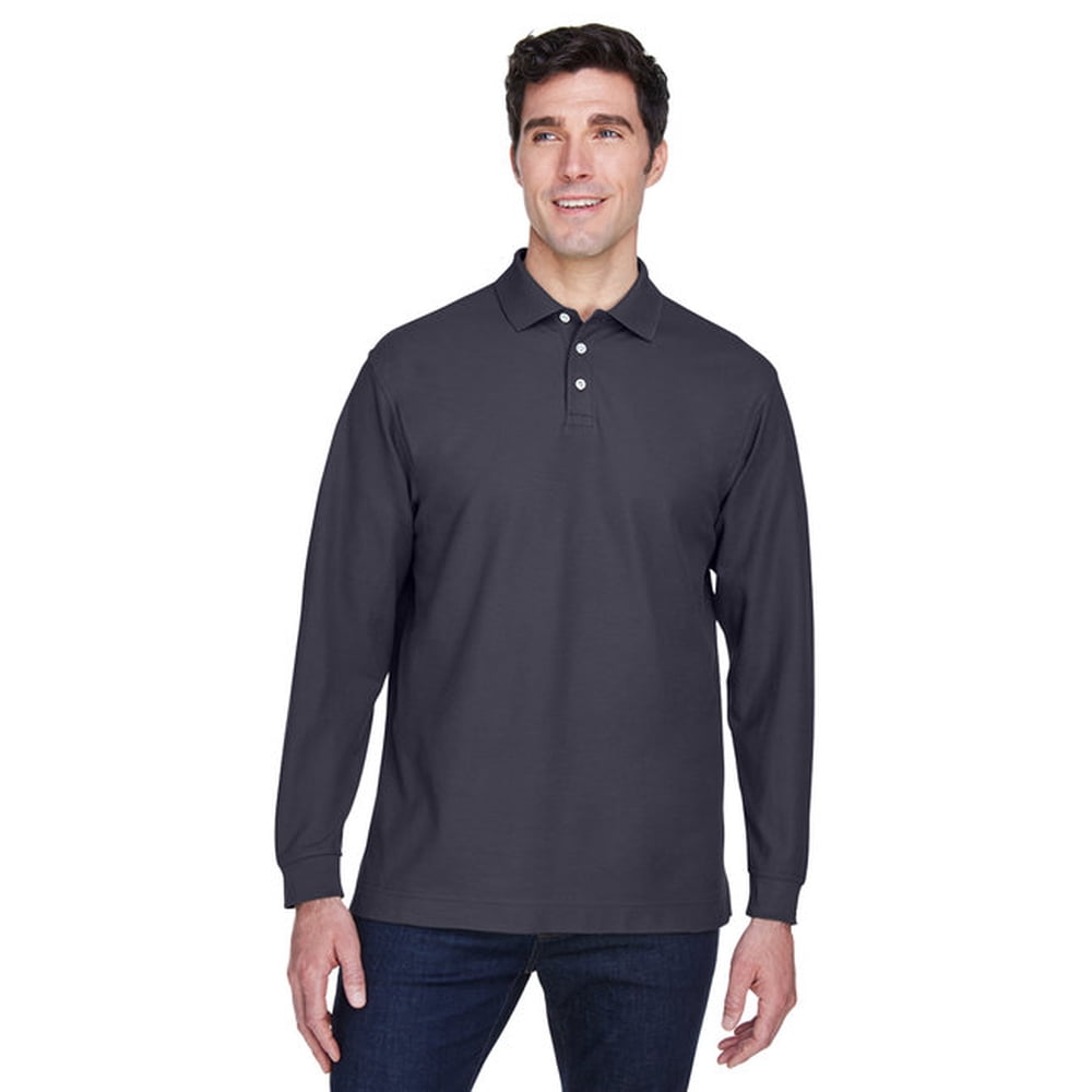 Devon & Jones Men's Pima Piqué LongSleeve Polo NAVY M Walmart