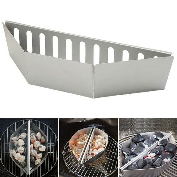 Hzsb 2 Pcs Stainless Steel Charcoal Basket Holder for Grilling Contoured Carbon Briquet Baskets Easy Clean BBQ Accessories for Camping